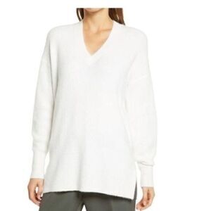 Halogen Nordstrom Ribbed Knit V Neck Tunic Sweater Small